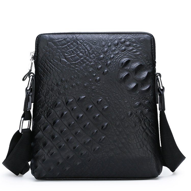 Men's Real-Leather Bag Shoulder Bag Casual Men's Small Shoulder Bag First Layer Cowhide Crocodile Pattern Crossbody Bag Briefcase for Men