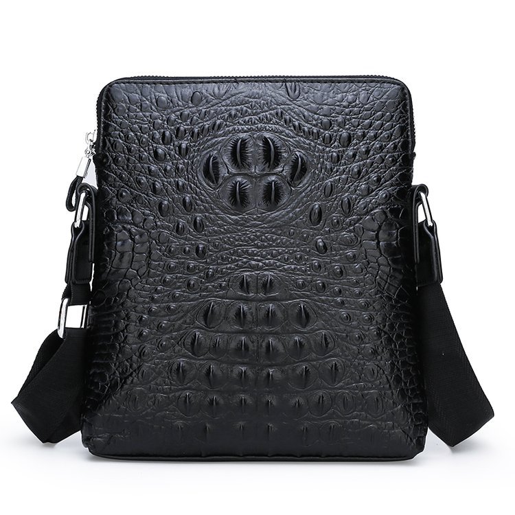Men's Real-Leather Bag Shoulder Bag Casual Men's Small Shoulder Bag First Layer Cowhide Crocodile Pattern Crossbody Bag Briefcase for Men