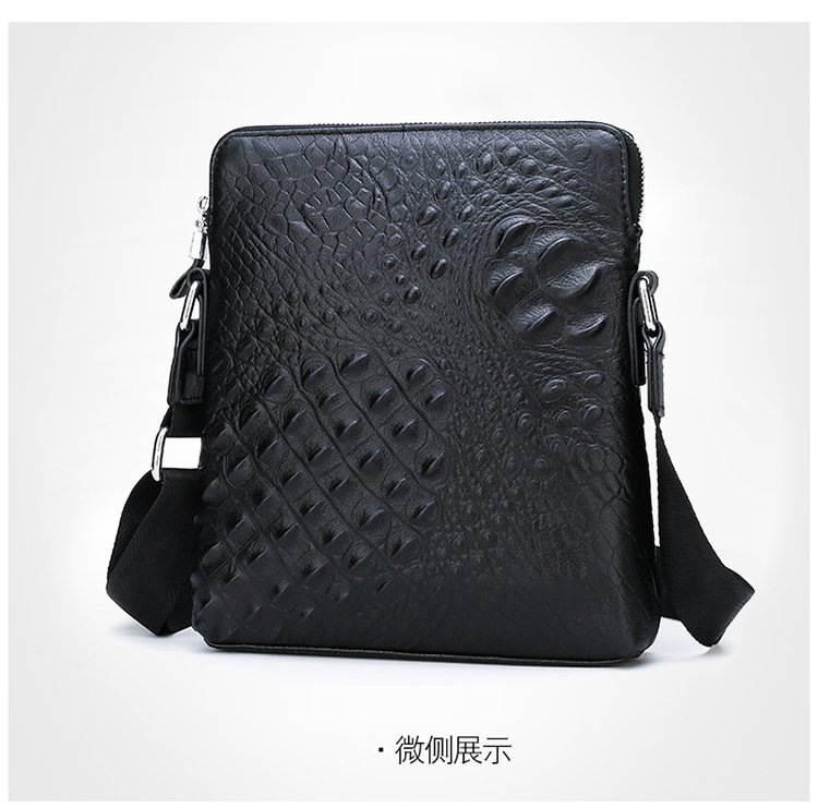 Men's Real-Leather Bag Shoulder Bag Casual Men's Small Shoulder Bag First Layer Cowhide Crocodile Pattern Crossbody Bag Briefcase for Men