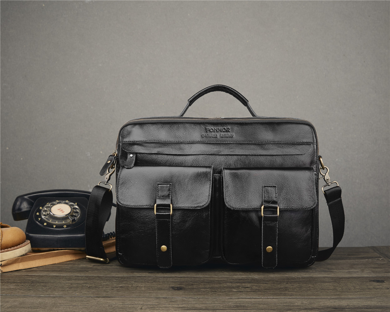Foreign Trade Men's Real-Leather Bag Handbag Multi-Layer Zipper Men's Briefcase Oil Wax Leather Shoulder Messenger Bag Cross-Border Exclusive