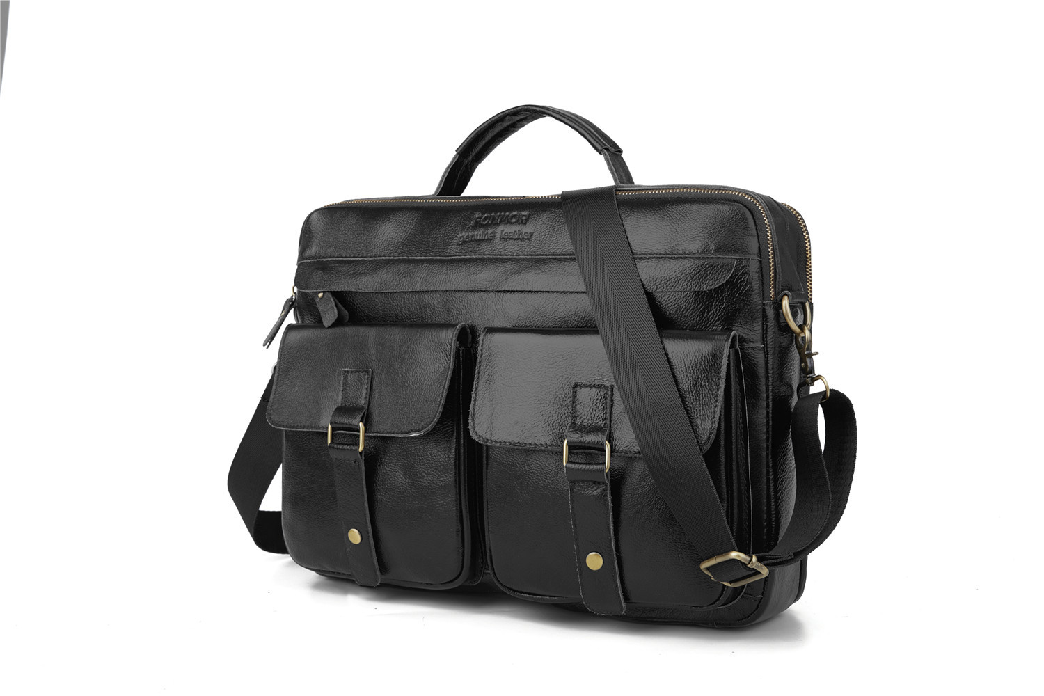 Foreign Trade Men's Real-Leather Bag Handbag Multi-Layer Zipper Men's Briefcase Oil Wax Leather Shoulder Messenger Bag Cross-Border Exclusive