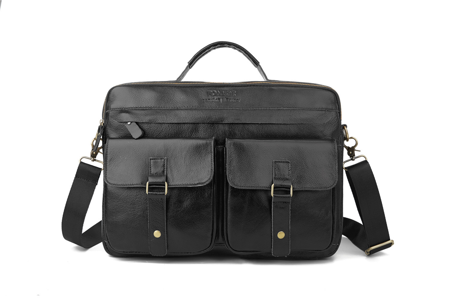 Foreign Trade Men's Real-Leather Bag Handbag Multi-Layer Zipper Men's Briefcase Oil Wax Leather Shoulder Messenger Bag Cross-Border Exclusive