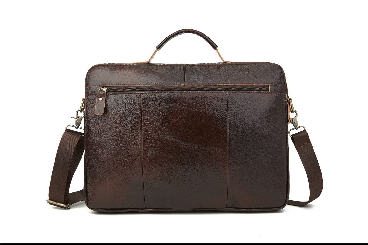 Foreign Trade Men's Real-Leather Bag Handbag Multi-Layer Zipper Men's Briefcase Oil Wax Leather Shoulder Messenger Bag Cross-Border Exclusive