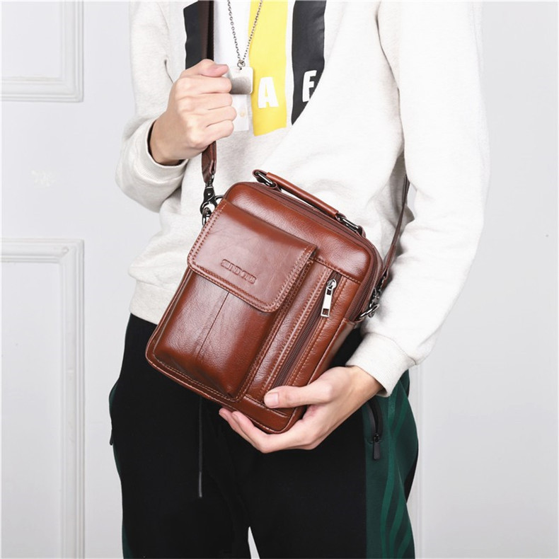 2020 New Arrival Men's Real-Leather Bag High Quality Men's Shoulder Bag First Layer Cowhide Men's Small Bag Trendy Crossbody Backpack