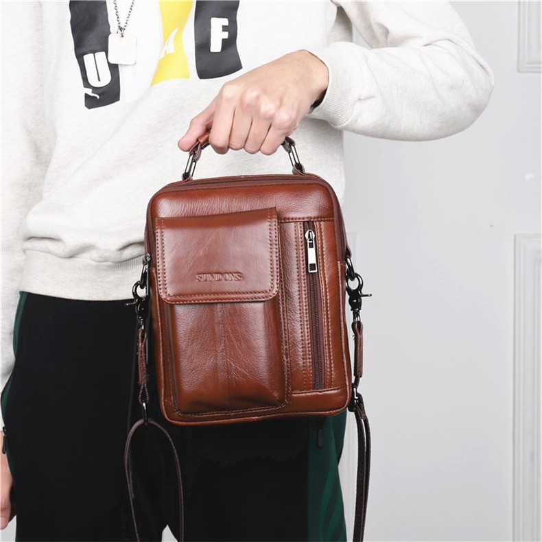 2020 New Arrival Men's Real-Leather Bag High Quality Men's Shoulder Bag First Layer Cowhide Men's Small Bag Trendy Crossbody Backpack