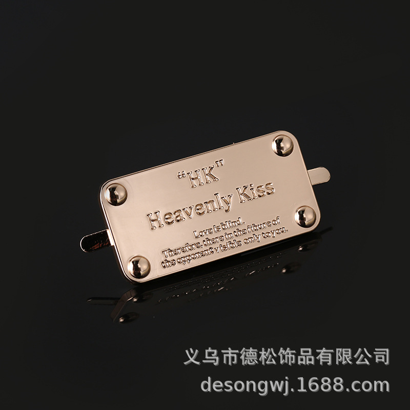 Factory Customized Metal Concave Nameplate Bronze Zinc Alloy Logo Guangzhou Men&#039;s Real-Leather Bag Hardware Die Casting Sign