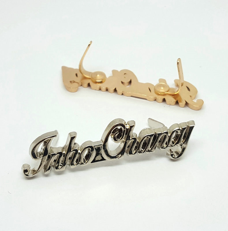 Factory Customized Metal Concave Nameplate Bronze Zinc Alloy Logo Guangzhou Men's Real-Leather Bag Hardware Die Casting Sign