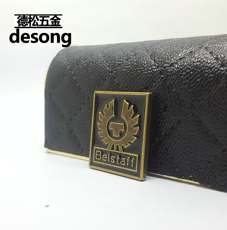 Factory Customized Metal Concave Nameplate Bronze Zinc Alloy Logo Guangzhou Men's Real-Leather Bag Hardware Die Casting Sign