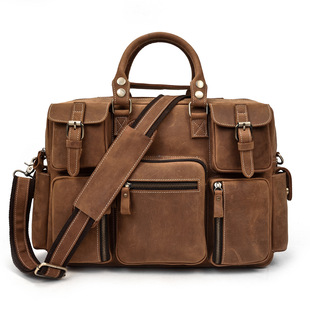 Men's Real-Leather Traveling Bag Black Gym Bag with Shoe Position Cylinder Handbag Top Layer Cowhide Messenger Bag Bucket Bag Men's Real-Leather Traveling Bag Black Gym Bag with Shoe Position Cylinder Handbag Top Layer Cowhide Messenger Bag Bucket Bag