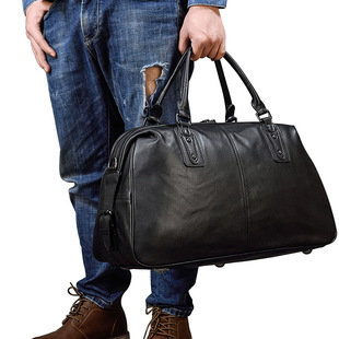 Men's Real-Leather Traveling Bag Black Gym Bag with Shoe Position Cylinder Handbag Top Layer Cowhide Messenger Bag Bucket Bag Men's Real-Leather Traveling Bag Black Gym Bag with Shoe Position Cylinder Handbag Top Layer Cowhide Messenger Bag Bucket Bag