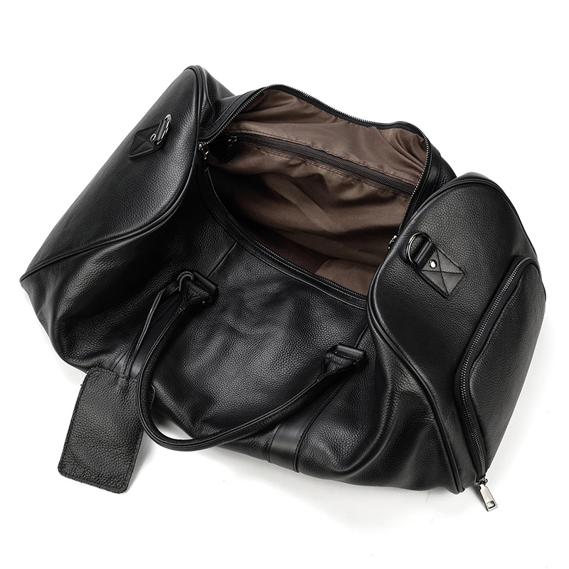 Men's Real-Leather Traveling Bag Black Gym Bag with Shoe Position Cylinder Handbag Top Layer Cowhide Messenger Bag Bucket Bag Men's Real-Leather Traveling Bag Black Gym Bag with Shoe Position Cylinder Handbag Top Layer Cowhide Messenger Bag Bucket Bag