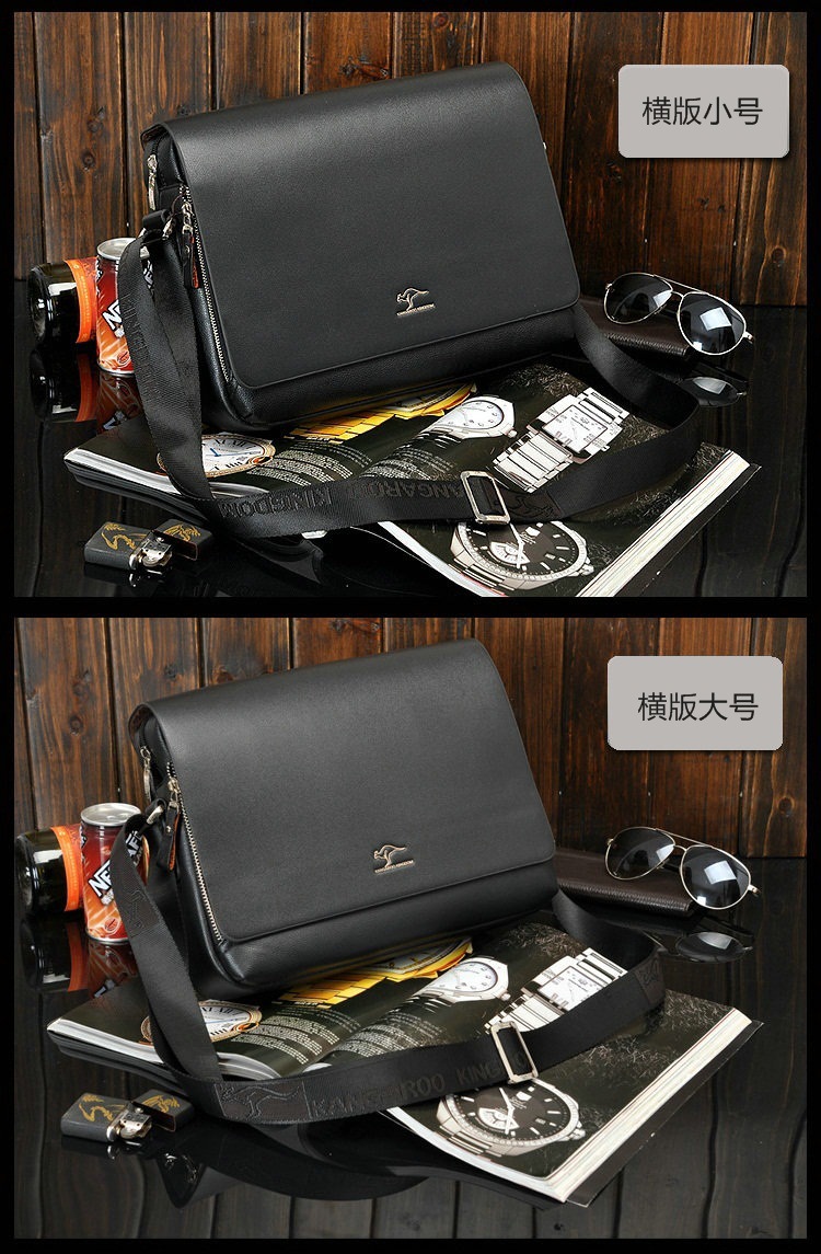 Cross-Border New Kangaroo Men's Real-Leather Bag Men's Messenger Bag Shoulder Bag Verticle Leather Men's Business Casual Bag
