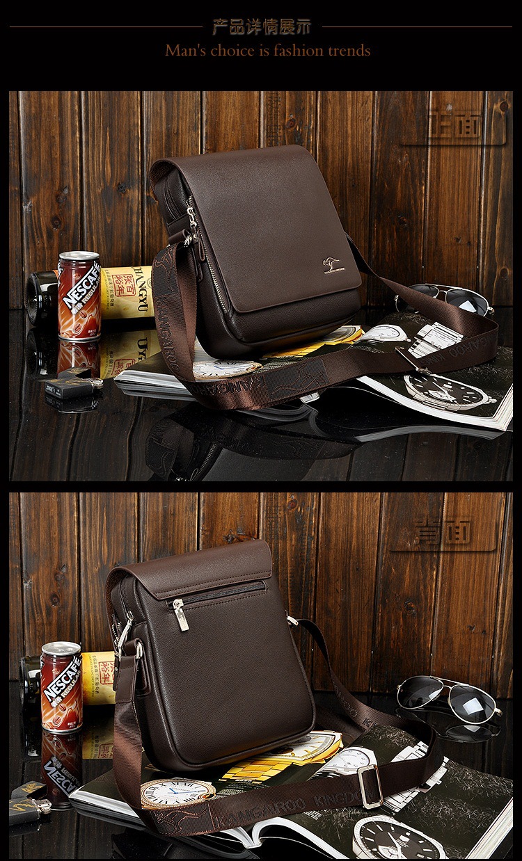 Cross-Border New Kangaroo Men's Real-Leather Bag Men's Messenger Bag Shoulder Bag Verticle Leather Men's Business Casual Bag