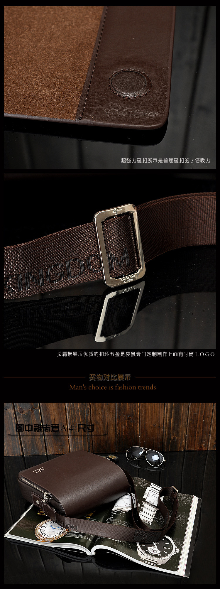 Cross-Border New Kangaroo Men's Real-Leather Bag Men's Messenger Bag Shoulder Bag Verticle Leather Men's Business Casual Bag