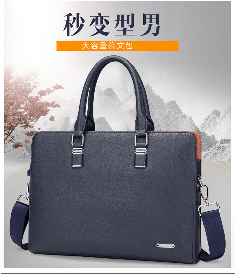 Men's Real-Leather Bag Men's Handbag Horizontal Business Customization Foreign Trade Single-Shoulder Bag Crossbody Official Document Leisure Cattle Leather Bag