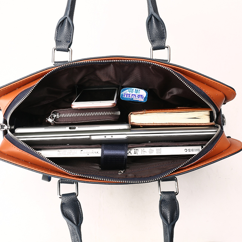 Men&#039;s Real-Leather Bag Men&#039;s Handbag Horizontal Business Customization Foreign Trade Single-Shoulder Bag Crossbody Official Document Leisure Cattle Leather Bag
