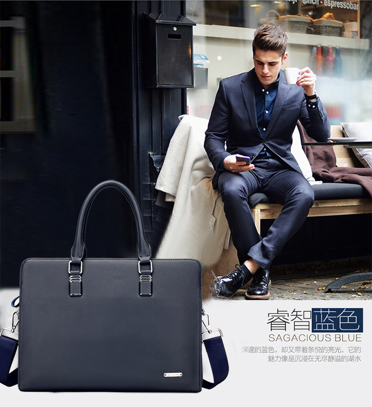 Men's Real-Leather Bag Men's Handbag Horizontal Business Customization Foreign Trade Single-Shoulder Bag Crossbody Official Document Leisure Cattle Leather Bag