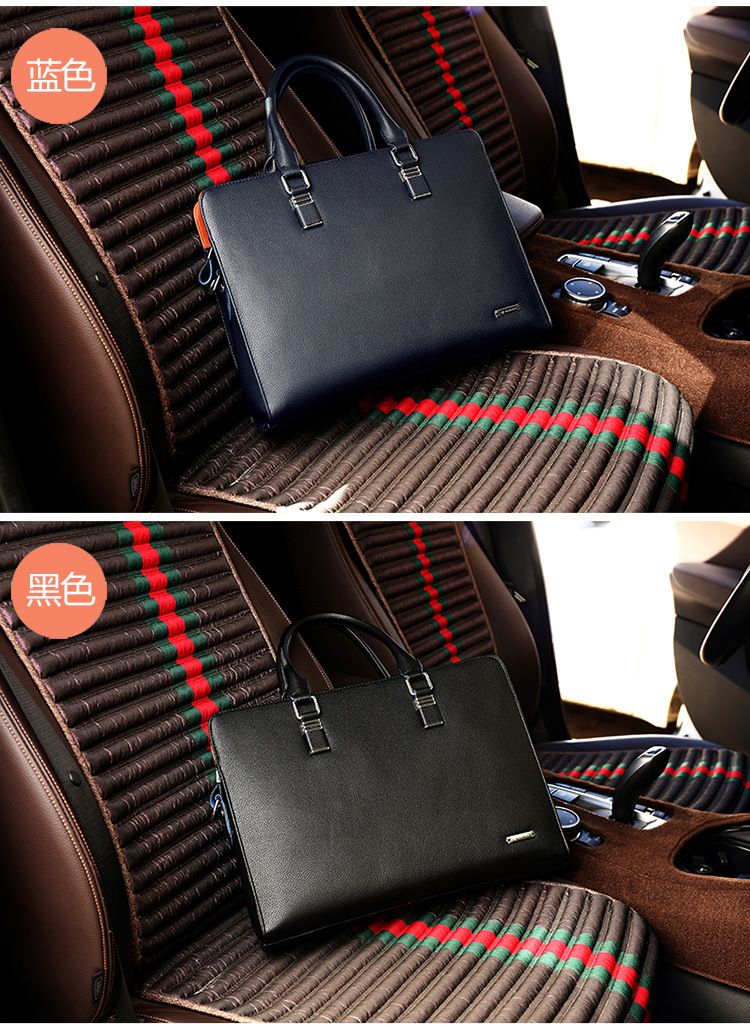 Men's Real-Leather Bag Men's Handbag Horizontal Business Customization Foreign Trade Single-Shoulder Bag Crossbody Official Document Leisure Cattle Leather Bag