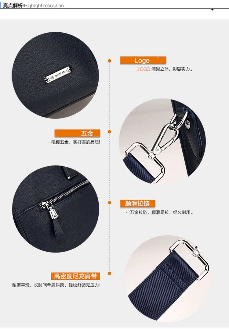 Men's Real-Leather Bag Men's Handbag Horizontal Business Customization Foreign Trade Single-Shoulder Bag Crossbody Official Document Leisure Cattle Leather Bag