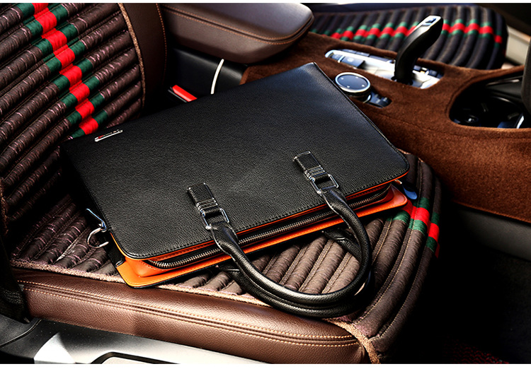 Men's Real-Leather Bag Men's Handbag Horizontal Business Customization Foreign Trade Single-Shoulder Bag Crossbody Official Document Leisure Cattle Leather Bag
