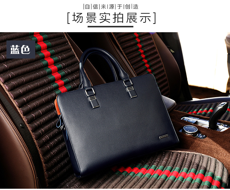 Men's Real-Leather Bag Men's Handbag Horizontal Business Customization Foreign Trade Single-Shoulder Bag Crossbody Official Document Leisure Cattle Leather Bag