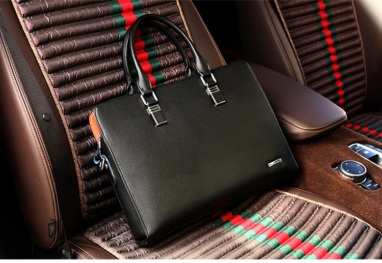 Men's Real-Leather Bag Men's Handbag Horizontal Business Customization Foreign Trade Single-Shoulder Bag Crossbody Official Document Leisure Cattle Leather Bag