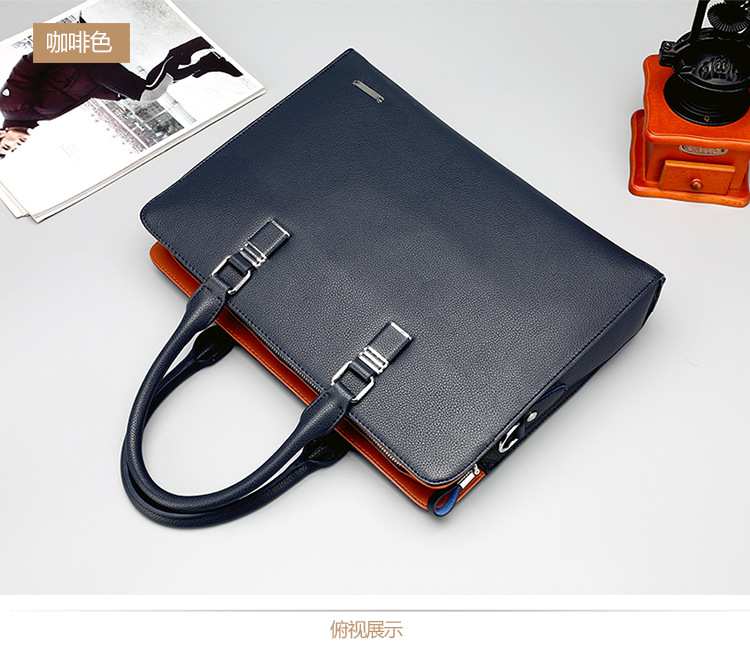 Men's Real-Leather Bag Men's Handbag Horizontal Business Customization Foreign Trade Single-Shoulder Bag Crossbody Official Document Leisure Cattle Leather Bag