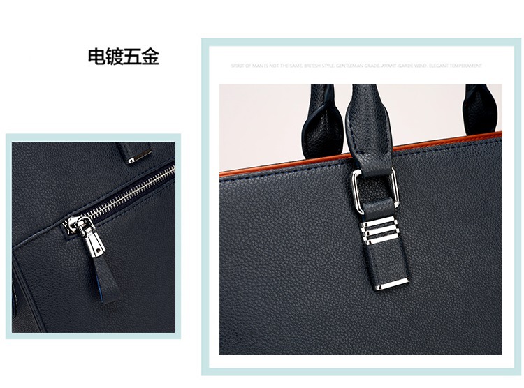 Men's Real-Leather Bag Men's Handbag Horizontal Business Customization Foreign Trade Single-Shoulder Bag Crossbody Official Document Leisure Cattle Leather Bag