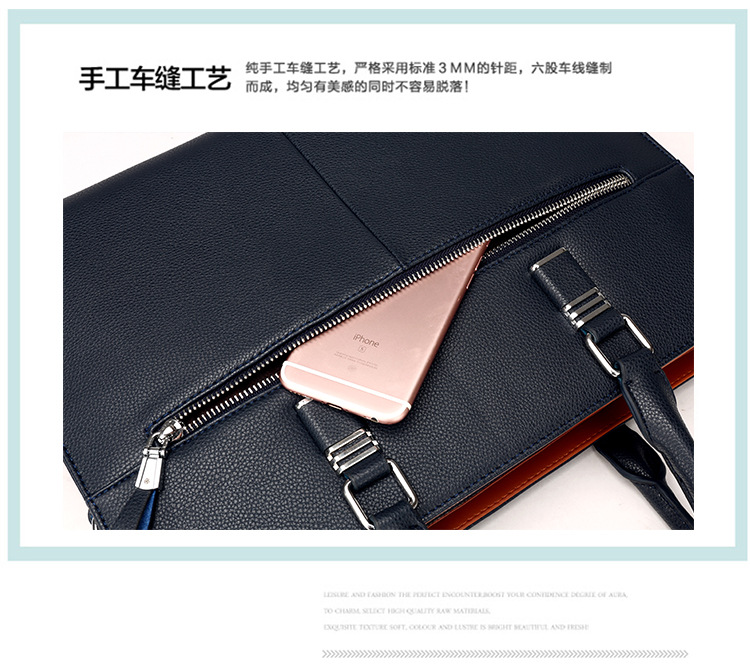 Men's Real-Leather Bag Men's Handbag Horizontal Business Customization Foreign Trade Single-Shoulder Bag Crossbody Official Document Leisure Cattle Leather Bag