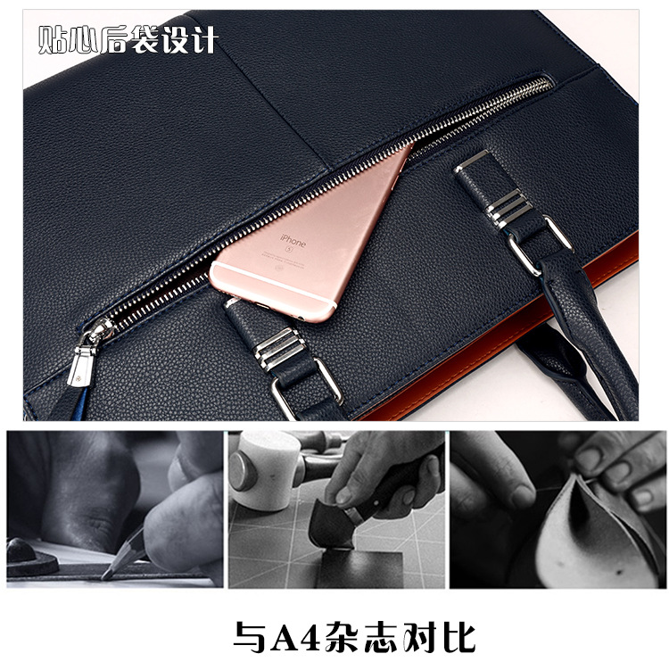Men's Real-Leather Bag Men's Handbag Horizontal Business Customization Foreign Trade Single-Shoulder Bag Crossbody Official Document Leisure Cattle Leather Bag