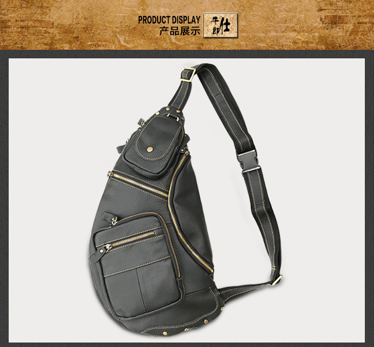 2020 Foreign Trade Popular Style Retro Men's Sports Men's Real-Leather Bag Chest Bag Men's Multi-Functional Outdoor Crossbody Shoulder Bag