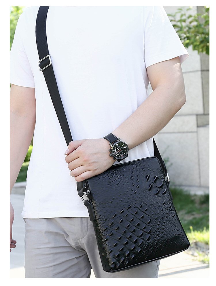Men's Real-Leather Bag Shoulder Bag Casual Men's Small Shoulder Bag First Layer Cowhide Crocodile Pattern Crossbody Bag Briefcase for Men Men's Real-Leather Bag Shoulder Bag Casual Men's Small Shoulder Bag First Layer Cowhide Crocodile Pattern Crossbody Bag Briefcase for Men