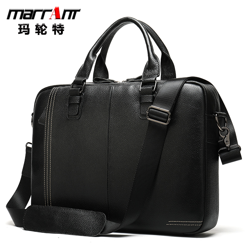Cross-Border Supply 2020 Men&#039;s Real-Leather Bag Vintage Business Men&#039;s Briefcase Handbag Leather One-Shoulder Crossbody Bag for Men