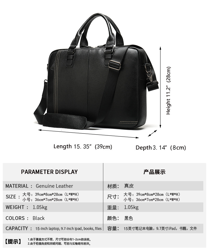 Cross-Border Supply 2020 Men's Real-Leather Bag Vintage Business Men's Briefcase Handbag Leather One-Shoulder Crossbody Bag for Men