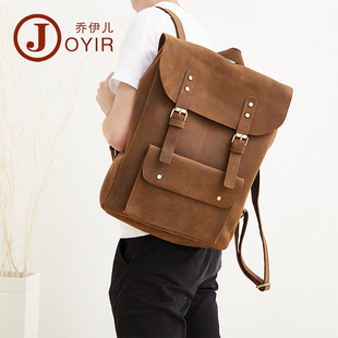 New Men's Real-Leather Bag Korean Style Fashion Casual Men's Backpack First Layer Cowhide Black Computer Backpack
