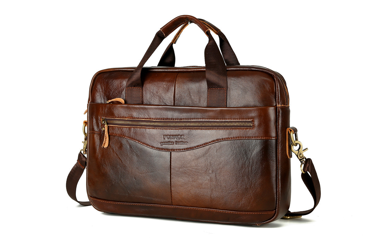 Cross-Border Men's Real-Leather Bag Briefcase Cowhide Men's Horizontal Briefcase Men's Handbag Factory Direct Sales