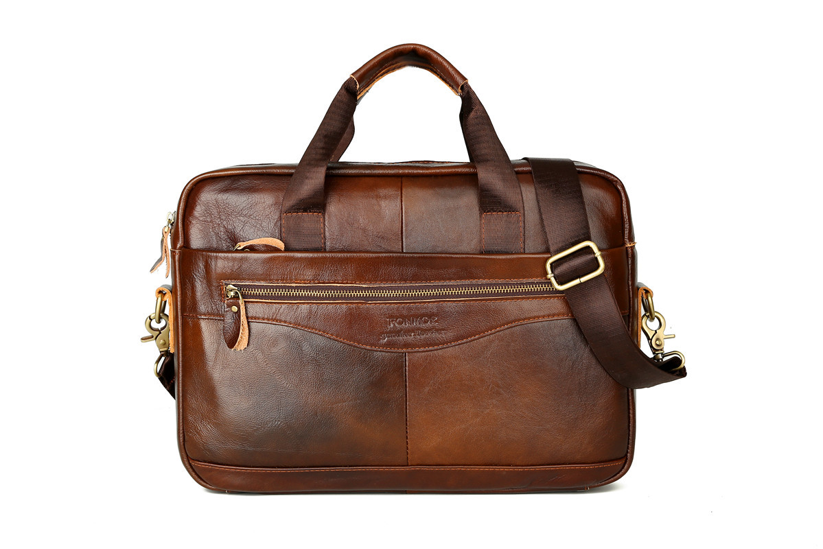 Cross-Border Men's Real-Leather Bag Briefcase Cowhide Men's Horizontal Briefcase Men's Handbag Factory Direct Sales