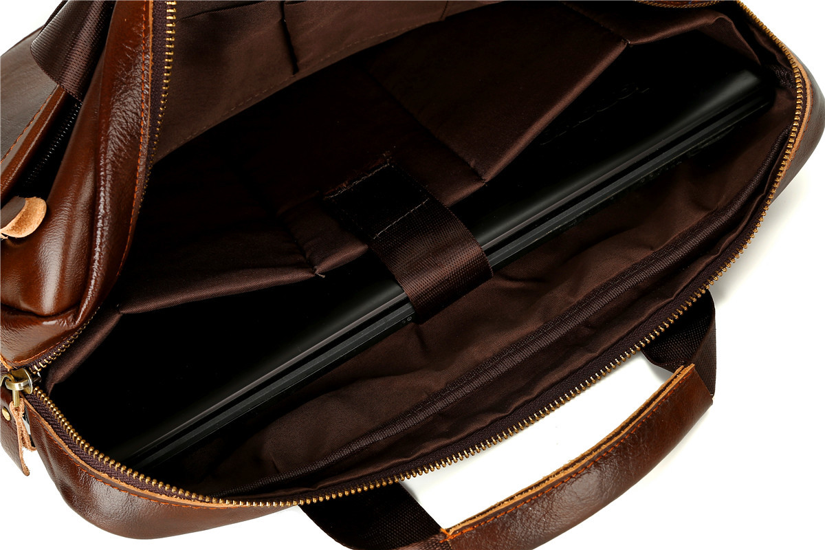 Cross-Border Men's Real-Leather Bag Briefcase Cowhide Men's Horizontal Briefcase Men's Handbag Factory Direct Sales