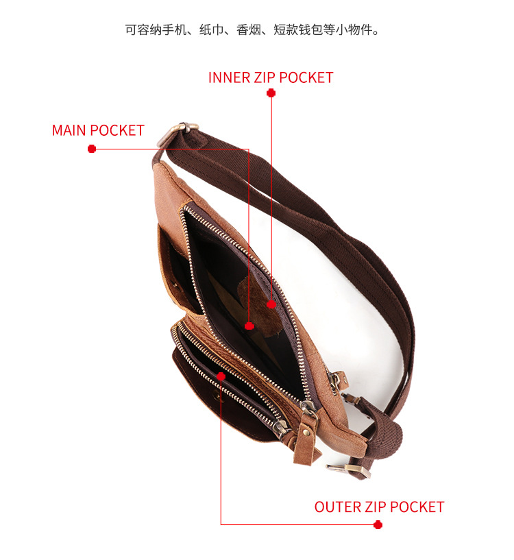 Factory Wholesale Men's Belt Bag Korean Multi-Functional Outdoor Waist Chest Bag Shoulder Sports Bag Matte Leather Men's Real-Leather Bag Factory Wholesale Men's Belt Bag Korean Multi-Functional Outdoor Waist Chest Bag Shoulder Sports Bag Matte Leather Men's Real-Leather Bag