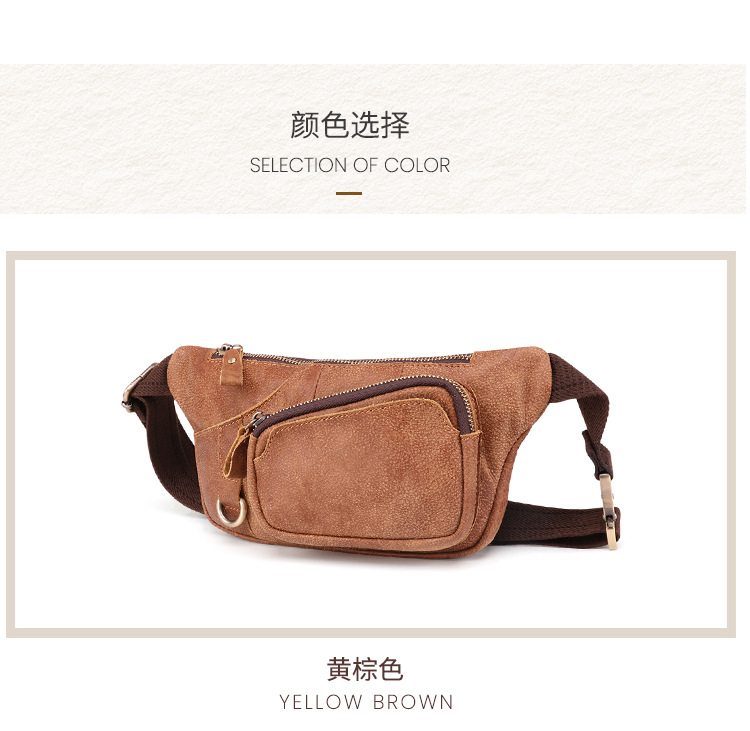 Factory Wholesale Men's Belt Bag Korean Multi-Functional Outdoor Waist Chest Bag Shoulder Sports Bag Matte Leather Men's Real-Leather Bag Factory Wholesale Men's Belt Bag Korean Multi-Functional Outdoor Waist Chest Bag Shoulder Sports Bag Matte Leather Men's Real-Leather Bag