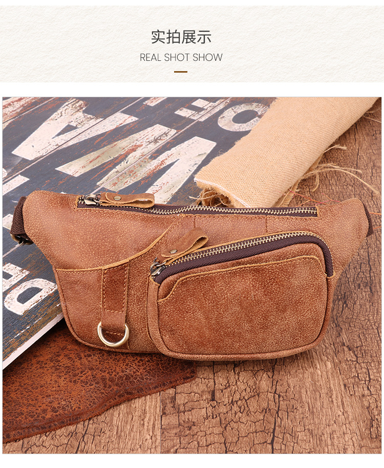 Factory Wholesale Men's Belt Bag Korean Multi-Functional Outdoor Waist Chest Bag Shoulder Sports Bag Matte Leather Men's Real-Leather Bag Factory Wholesale Men's Belt Bag Korean Multi-Functional Outdoor Waist Chest Bag Shoulder Sports Bag Matte Leather Men's Real-Leather Bag