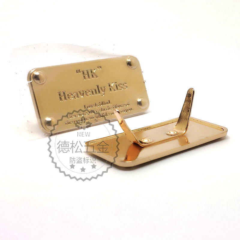 Factory Customized Metal Laser Nameplate Bronze Zinc Alloy Logo Guangzhou Men&#039;s Real-Leather Bag Hardware Die Casting Sign