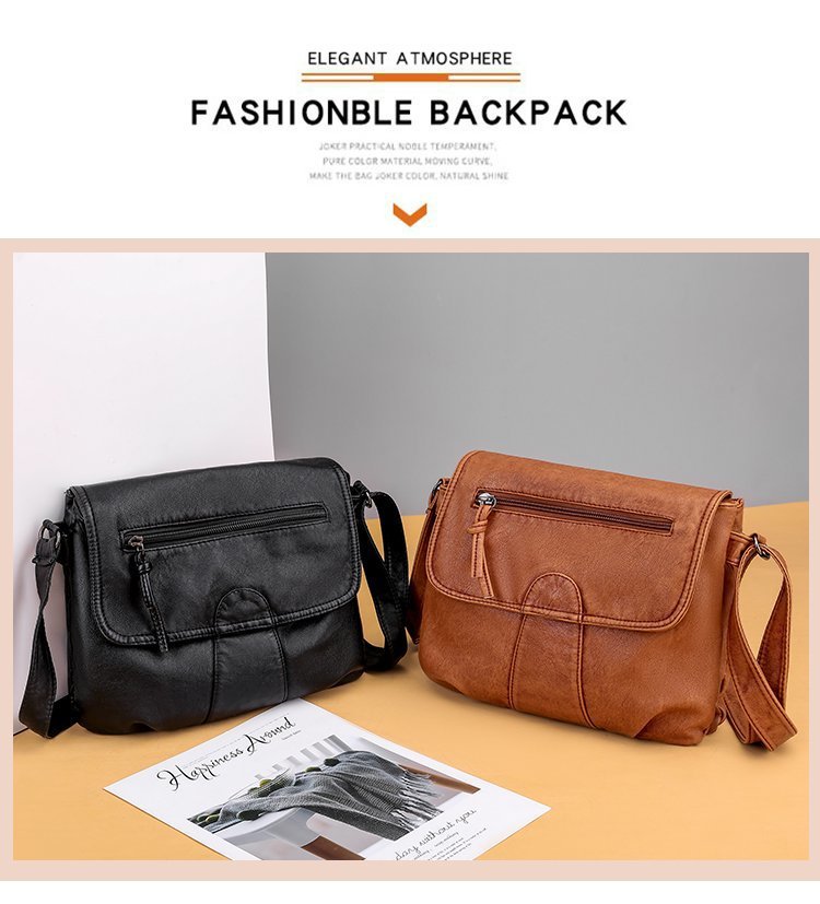 Foreign Trade Soft Leather Women's Bag European and American Retro Real Washed Leather Women's Shoulder Bag Large Capacity Middle-Aged Mother Bag Small Square Bag Foreign Trade Soft Leather Women's Bag European and American Retro Real Washed Leather Women's Shoulder Bag Large Capacity Middle-Aged Mother Bag Small Square Bag
