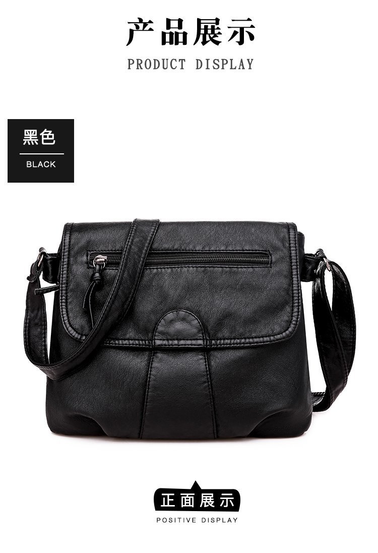 Foreign Trade Soft Leather Women's Bag European and American Retro Real Washed Leather Women's Shoulder Bag Large Capacity Middle-Aged Mother Bag Small Square Bag Foreign Trade Soft Leather Women's Bag European and American Retro Real Washed Leather Women's Shoulder Bag Large Capacity Middle-Aged Mother Bag Small Square Bag