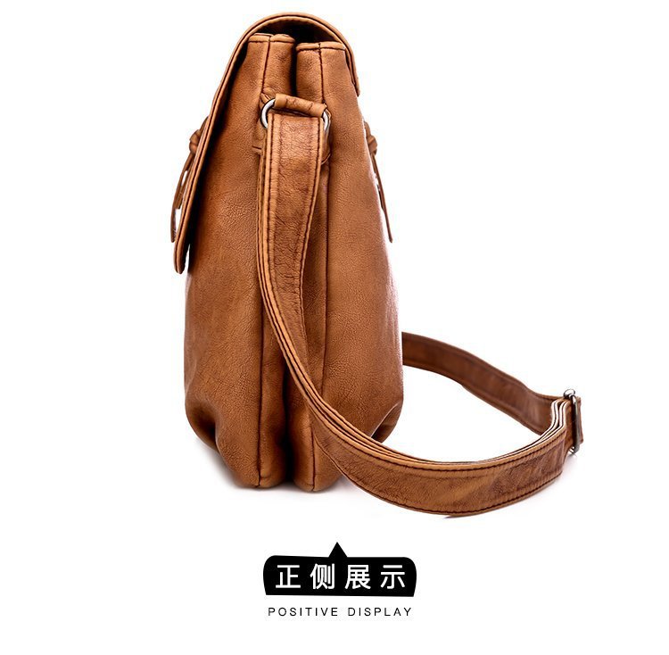 Foreign Trade Soft Leather Women's Bag European and American Retro Real Washed Leather Women's Shoulder Bag Large Capacity Middle-Aged Mother Bag Small Square Bag Foreign Trade Soft Leather Women's Bag European and American Retro Real Washed Leather Women's Shoulder Bag Large Capacity Middle-Aged Mother Bag Small Square Bag