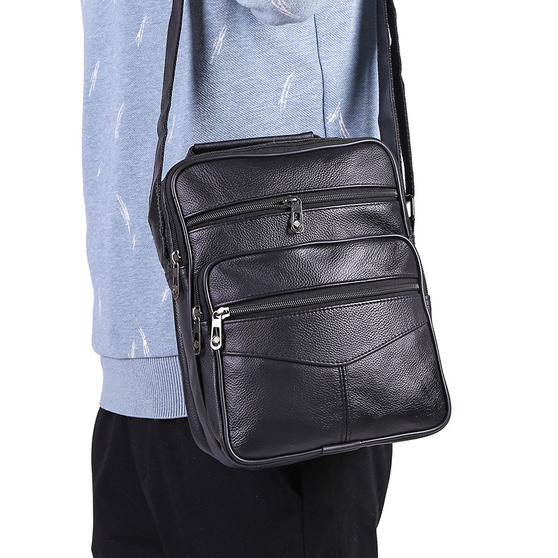 Men&#039;s Real-Leather Bag Shoulder Crossbody Bag Fashion Business Briefcase Cowhide Casual Fashionable Style All-Matching Fashion Wholesale