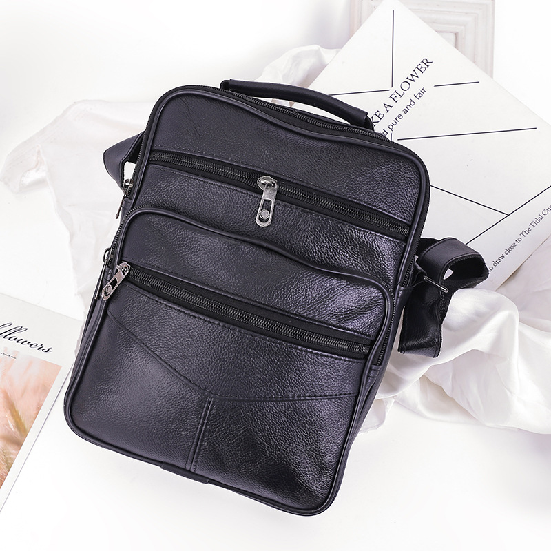 Men's Real-Leather Bag Shoulder Crossbody Bag Fashion Business Briefcase Cowhide Casual Fashionable Style All-Matching Fashion Wholesale
