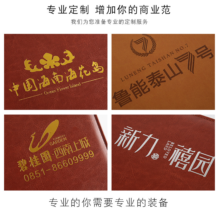 Business Real Estate Key Case A4 File Package Multi-Functional Leather Large Capacity Zipper Delivery Bag Customization