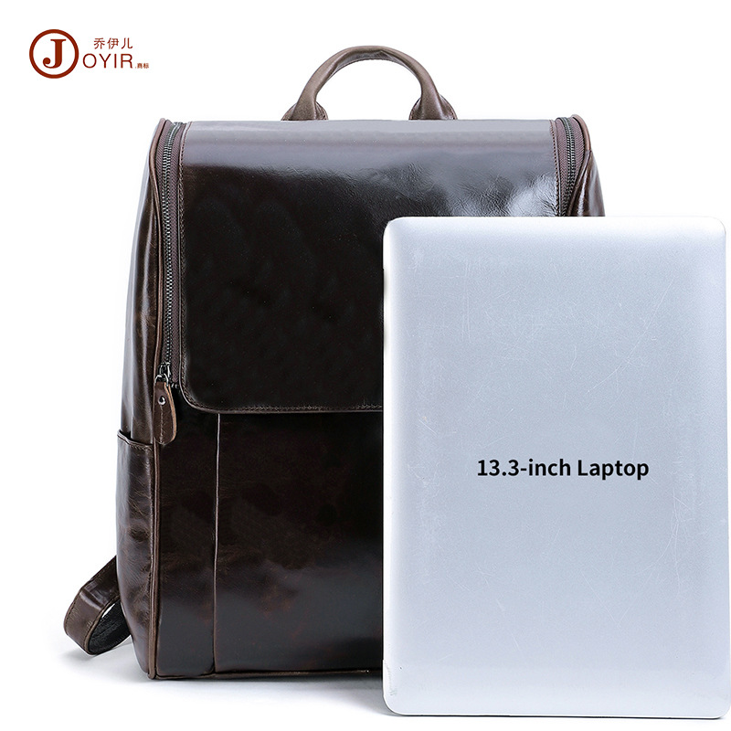 New Men&#039;s Real-Leather Bag Korean Style Fashion Casual Men&#039;s Backpack First Layer Cowhide Black Computer Backpack