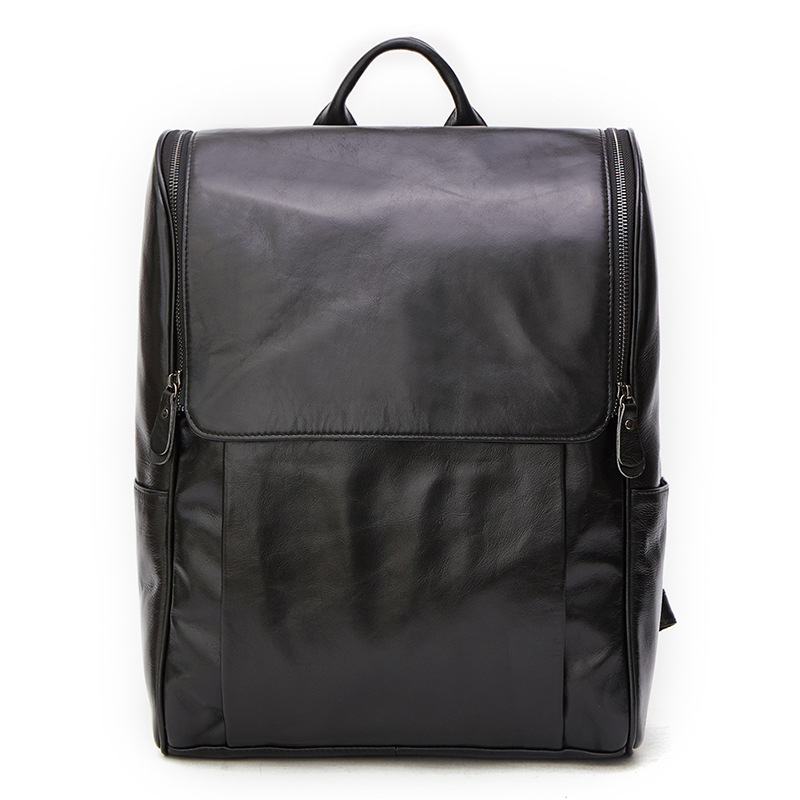 New Men&#039;s Real-Leather Bag Korean Style Fashion Casual Men&#039;s Backpack First Layer Cowhide Black Computer Backpack